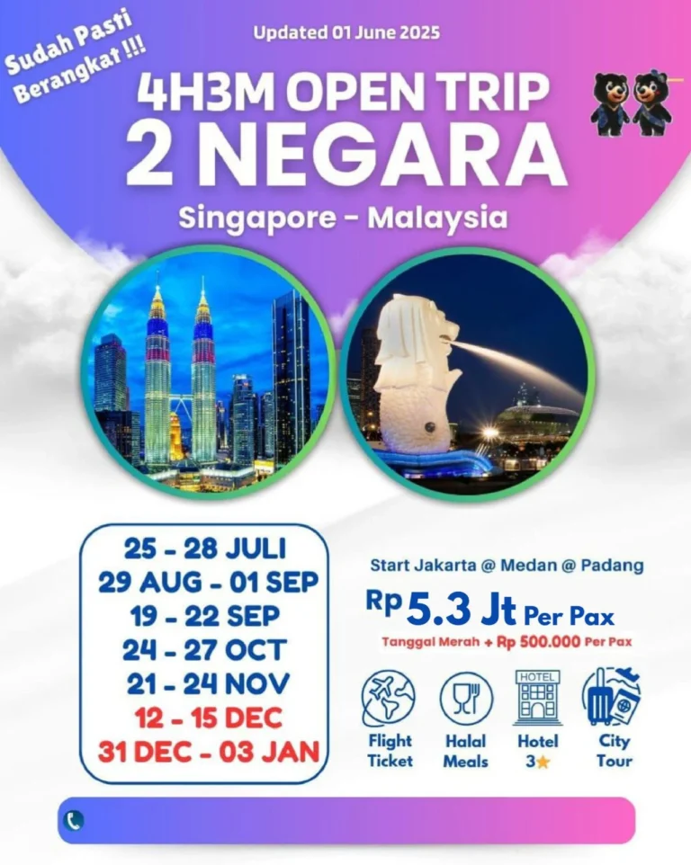 Open Trip 4H3M Singapura–Malaysia (2 Negara)